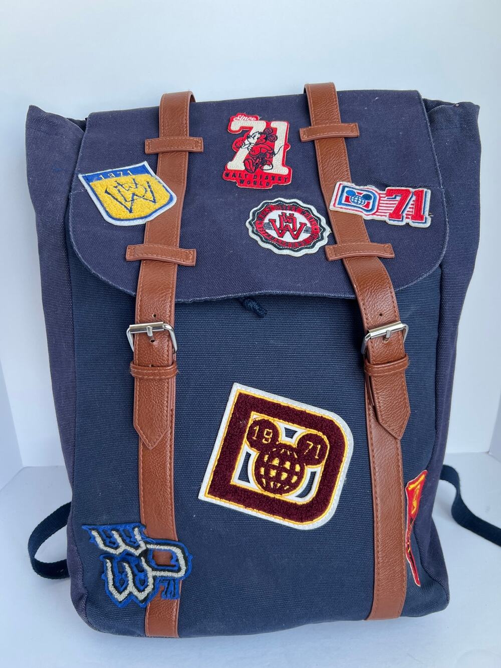 Disney Parks Walt Disney World 1971 Navy Canvas Patch Heritage Backpack OS